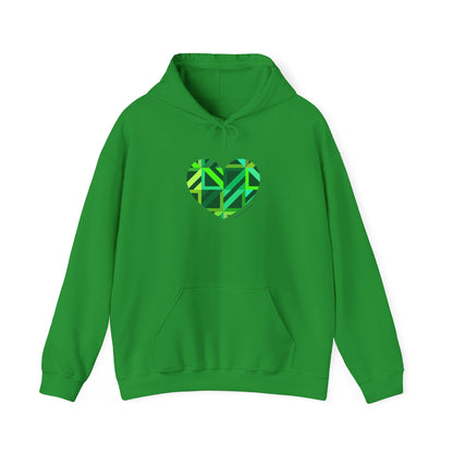 Eco-Friendly Green Heart Design Hooded Sweatshirt - #HeartsInMotion