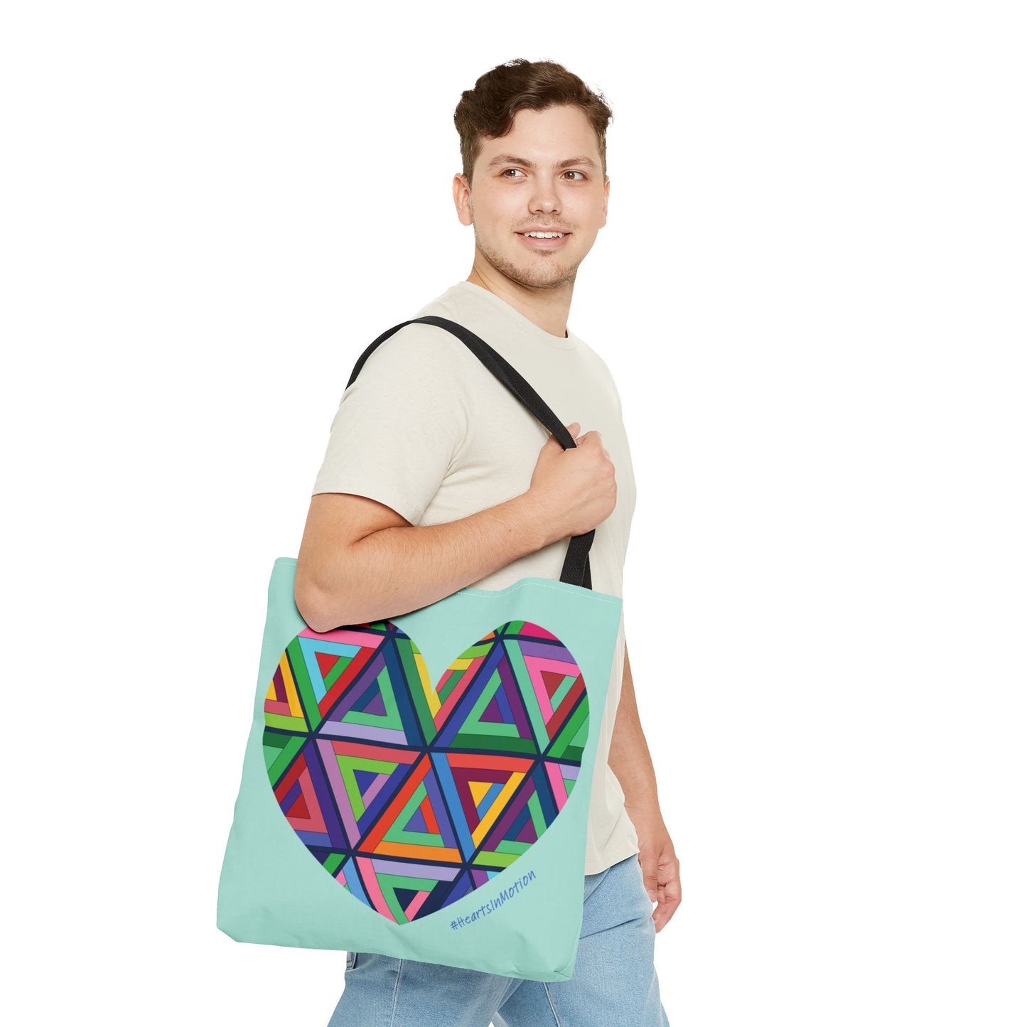 Colourful Heart Tote Bag, Cute Eco-Friendly Shopping Bag, #HeartsInMotion