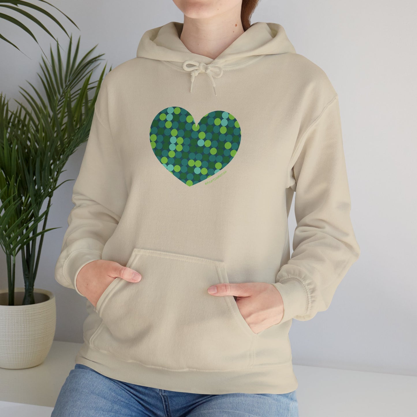 Unisex Heavy Blend™ Hooded Sweatshirt Green Dot #HeartsInMotion