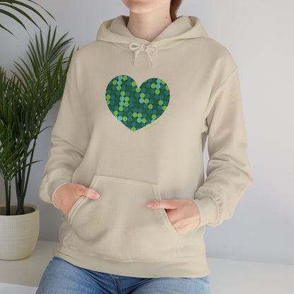 Unisex Heavy Blend™ Hooded Sweatshirt Green Dot #HeartsInMotion