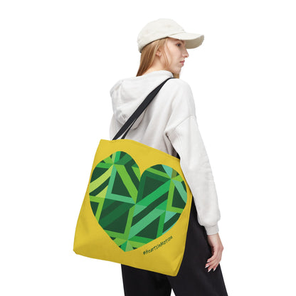 Vibrant Green Heart Pattern Tote Bag - Eco-Friendly Shopping - #HeartsInMotion