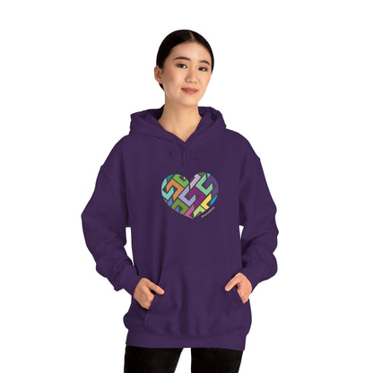 Colourful Heart Design Unisex Hoodie, Casual Layer - #HeartsInMotion