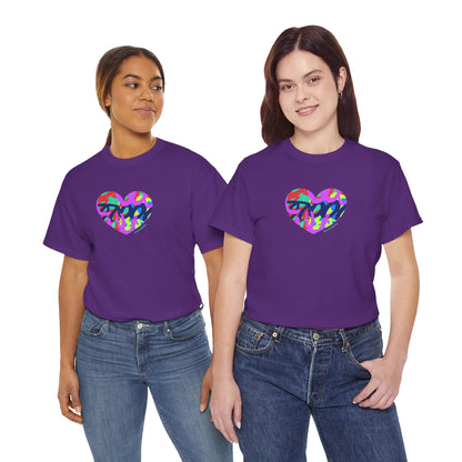 Colorful Heart T-Shirt — Neon Camo Heart Graphic Tee