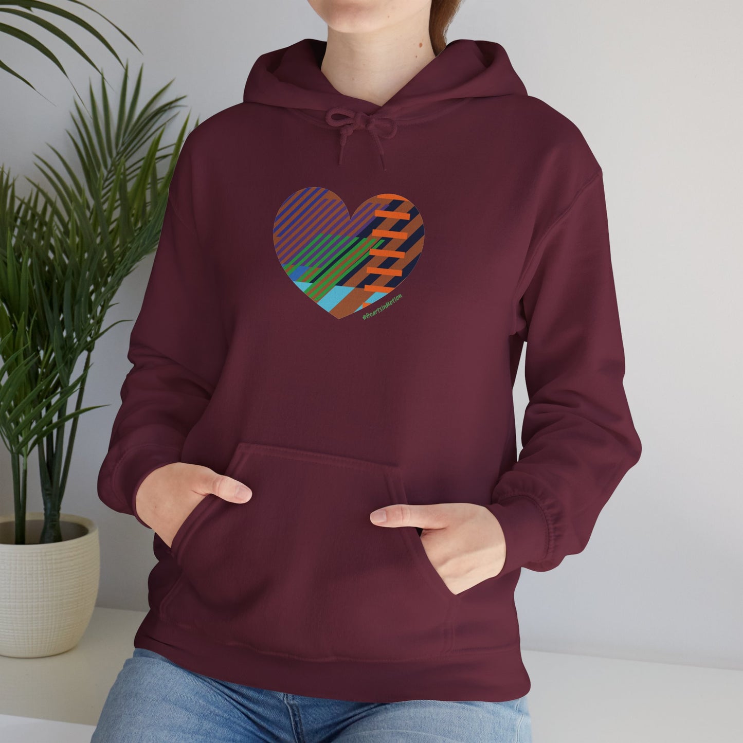 Colourful Heart Graphic Unisex Hoodie – #HeartsInMotion
