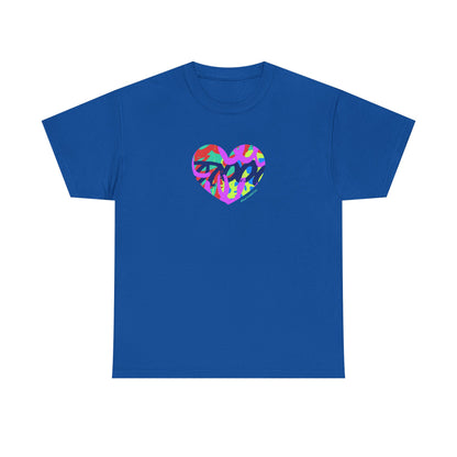 Colorful Heart T-Shirt — Neon Camo Heart Graphic Tee
