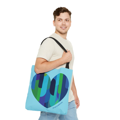 Blue Heart Pattern Tote Bag, Eco-Friendly Bag - #HeartsInMotion