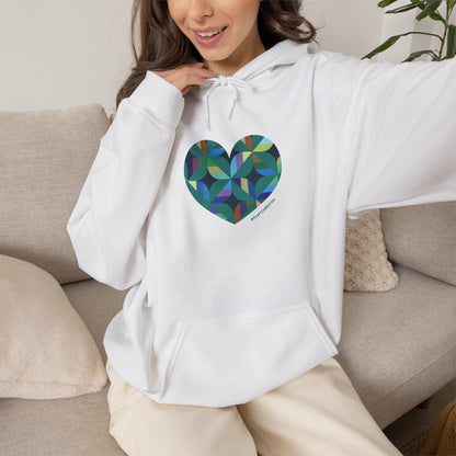 Colourful Heart Design Unisex Hoodie | Cozy Sweatshirt, #HeartsInMotion