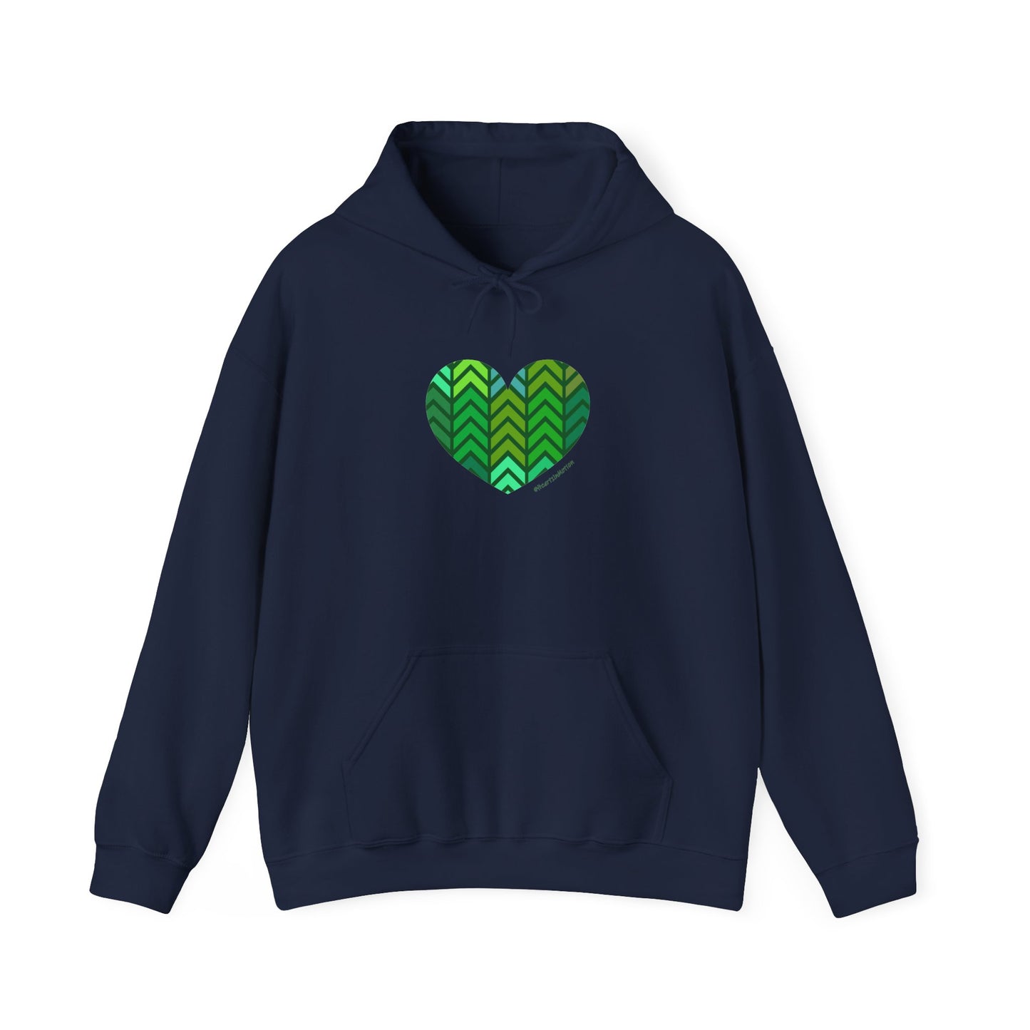 Green Chevron Heart Pattern Unisex Hoodie - #HeartsInMotion
