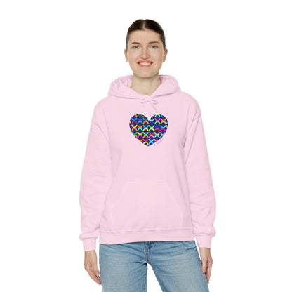 8" Heart Pattern Hoodie — Colorful Geometric Love Pullover - #HeartsInMotion