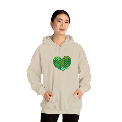 Green Chevron Heart Pattern Unisex Hoodie - #HeartsInMotion