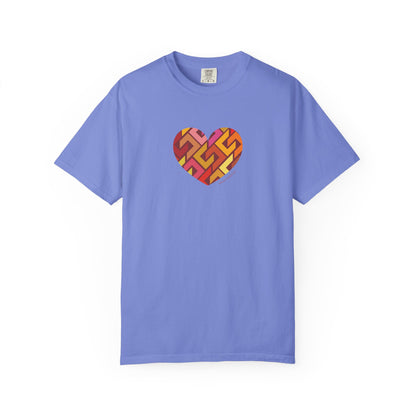 Colourful Heart Pattern Unisex Garment-Dyed T-Shirt - #HeartsInMotion