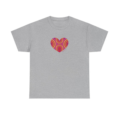 Retro Heart Unisex Heavy Cotton Tee - Vintage Style - #HeartsInMotion