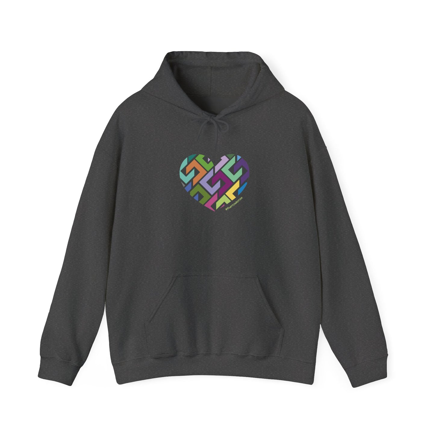 Colourful Heart Design Unisex Hoodie, Casual Layer - #HeartsInMotion