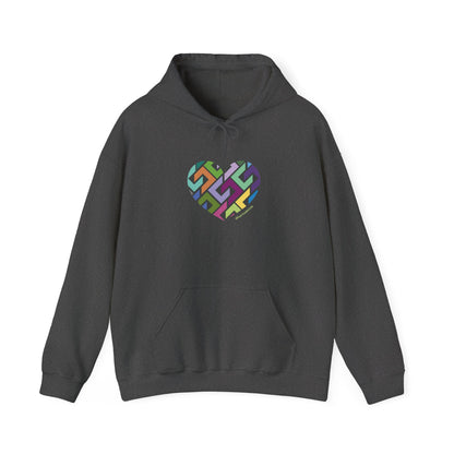 Colourful Heart Design Unisex Hoodie, Casual Layer - #HeartsInMotion