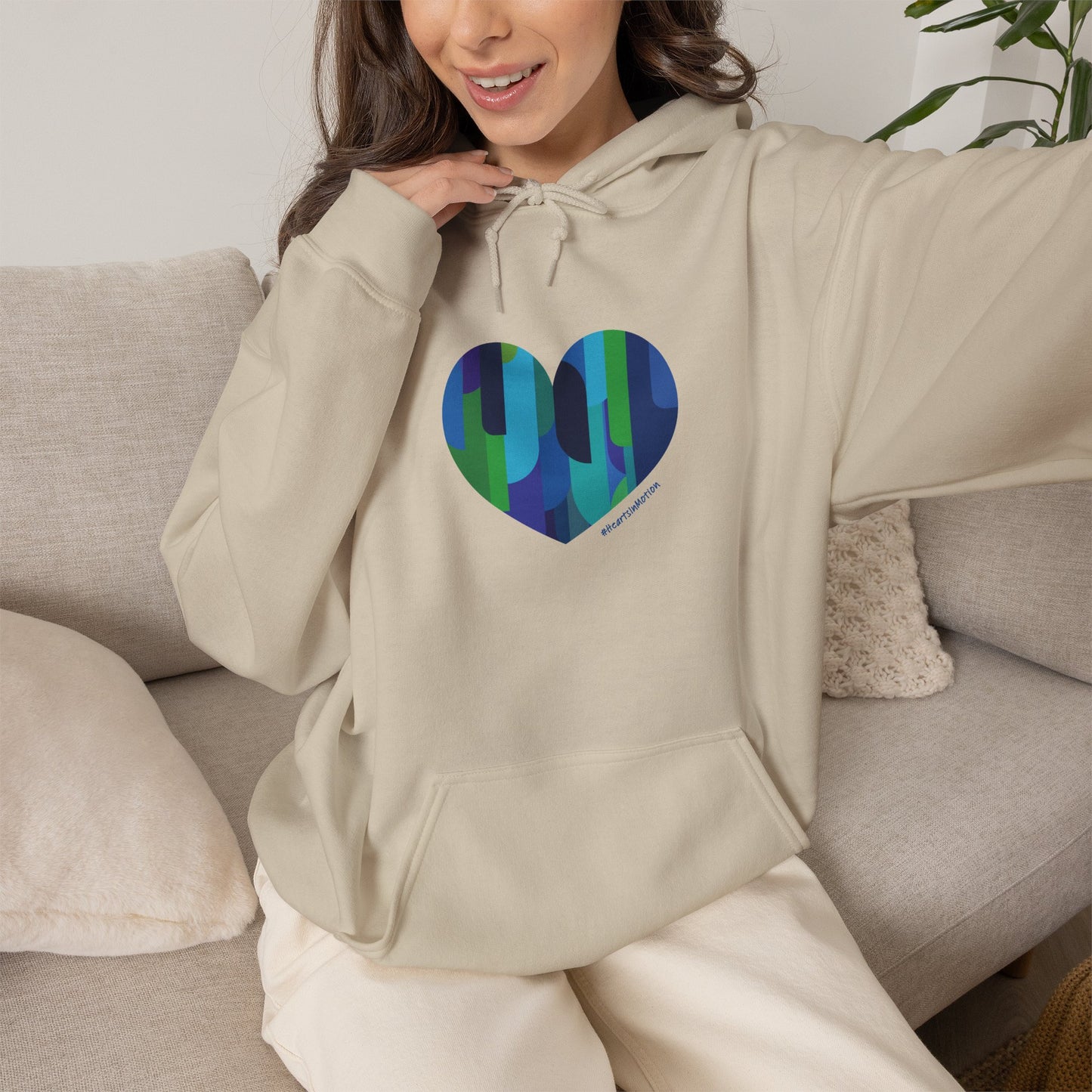 Patterned Heart Sweatshirt, Cozy Hoodie - #HeartsInMotion