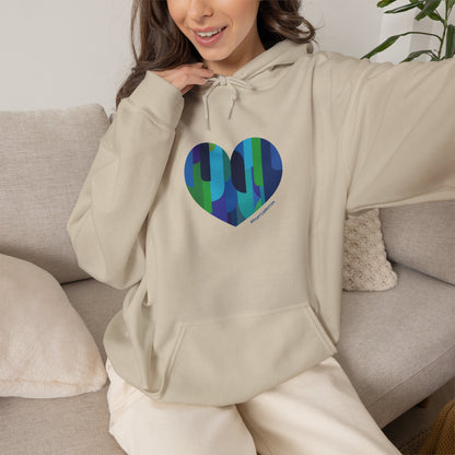 Patterned Heart Sweatshirt, Cozy Hoodie - #HeartsInMotion