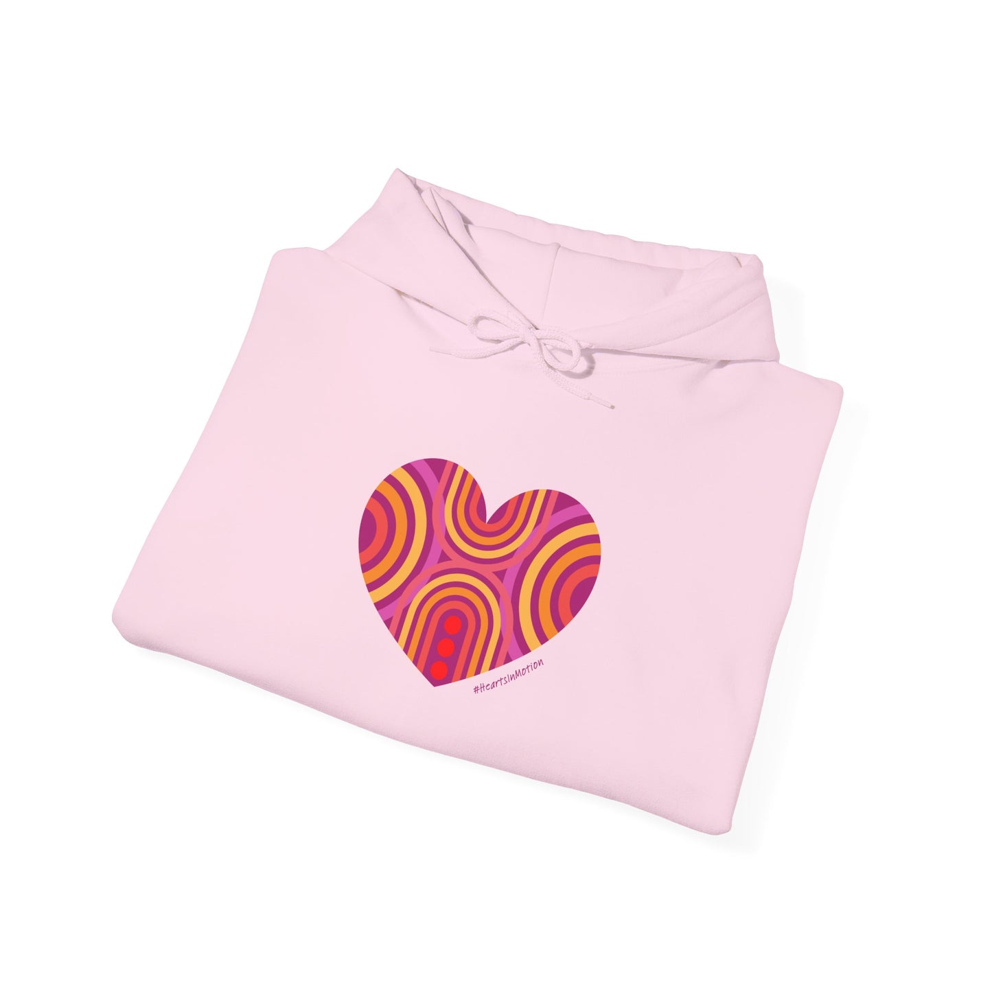 Colourful Heart Pattern Hoodie, Cozy Sweatshirt, #HeartsInMotion