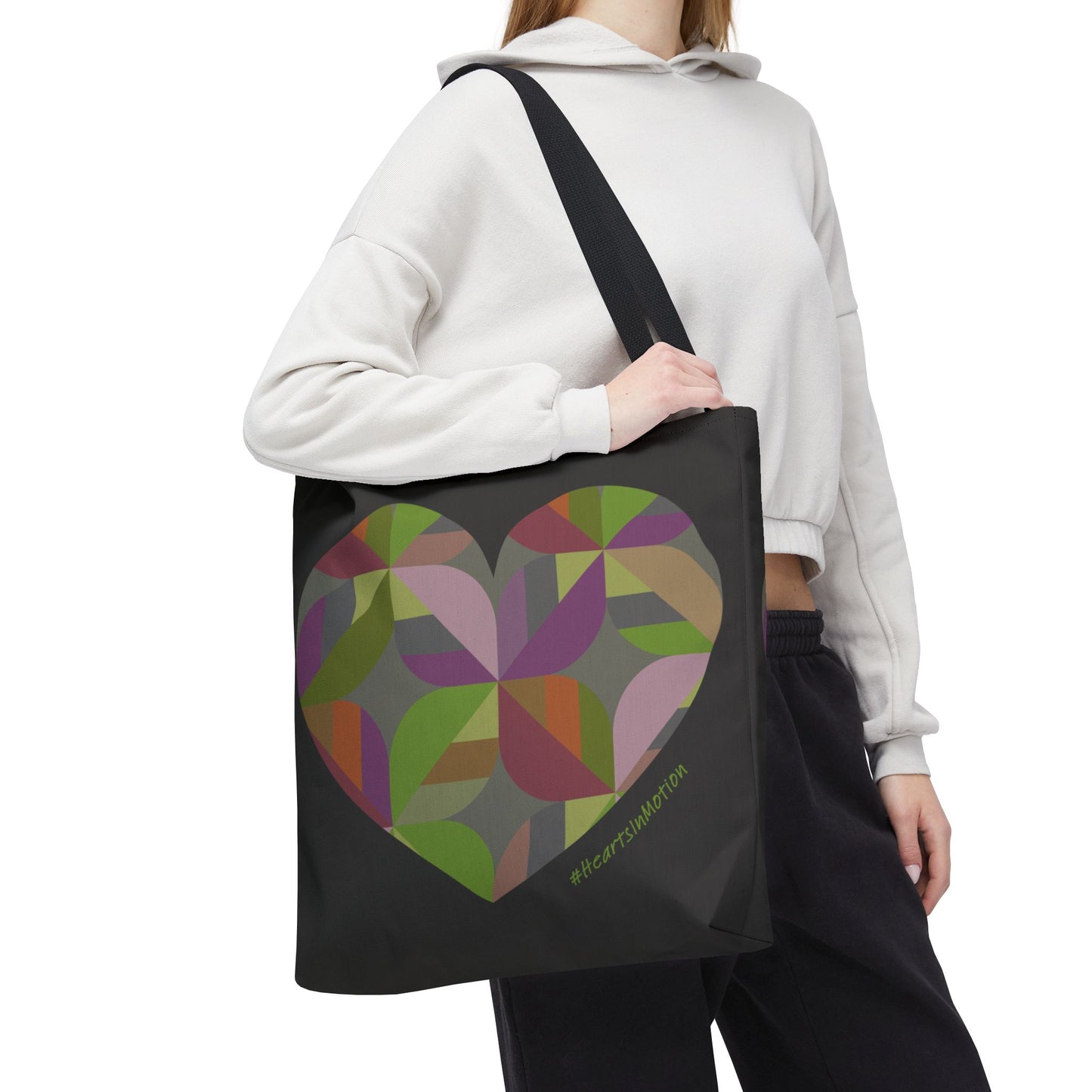 Colourful Heart Design Tote Bag, Eco-Friendly, Boho Style, #HeartsInmotion