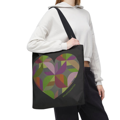Colourful Heart Design Tote Bag, Eco-Friendly, Boho Style, #HeartsInmotion