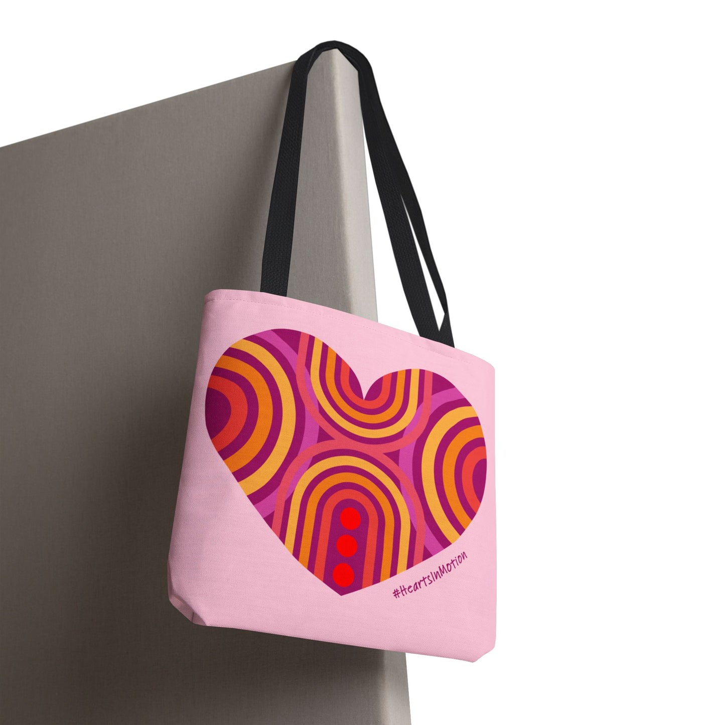 Colourful Heart Pattern Tote Bag, Positive Vibes, Eco-Friendly, #HeartsInMotion