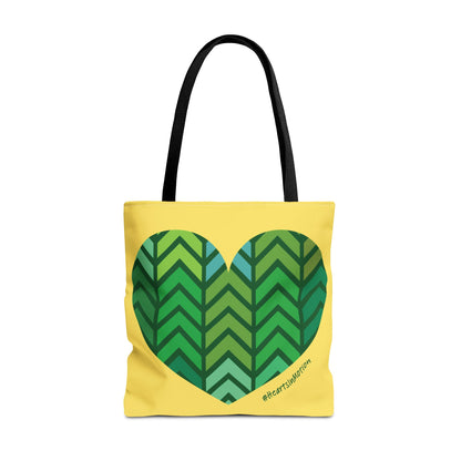 Eco-Friendly Green Chevron Heart Tote Bag - #HeartsInMotion
