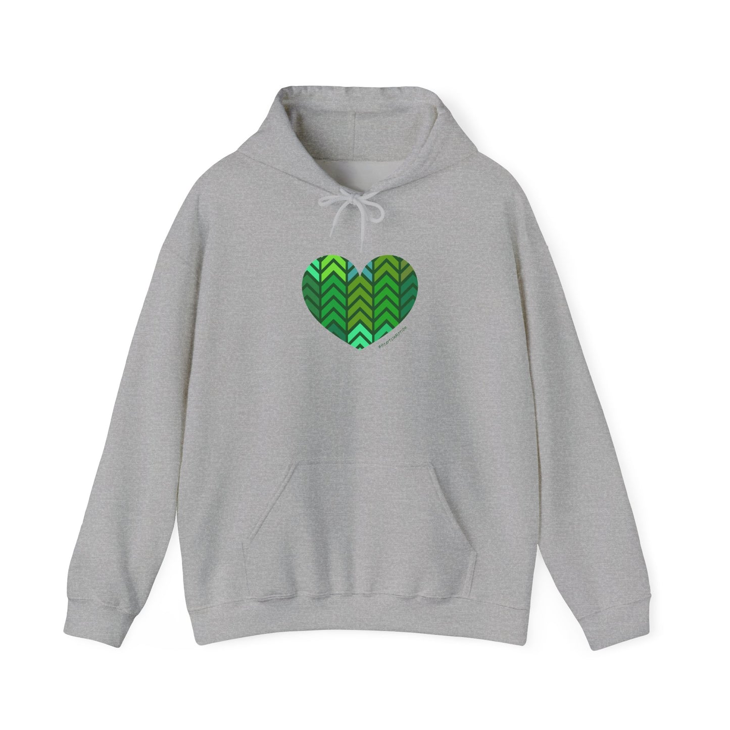 Green Chevron Heart Pattern Unisex Hoodie - #HeartsInMotion
