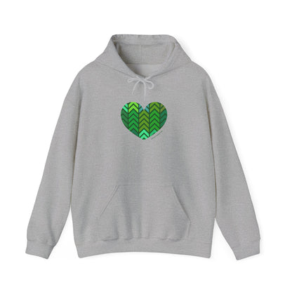 Green Chevron Heart Pattern Unisex Hoodie - #HeartsInMotion