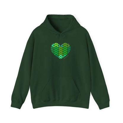 Green Chevron Heart Pattern Unisex Hoodie - #HeartsInMotion
