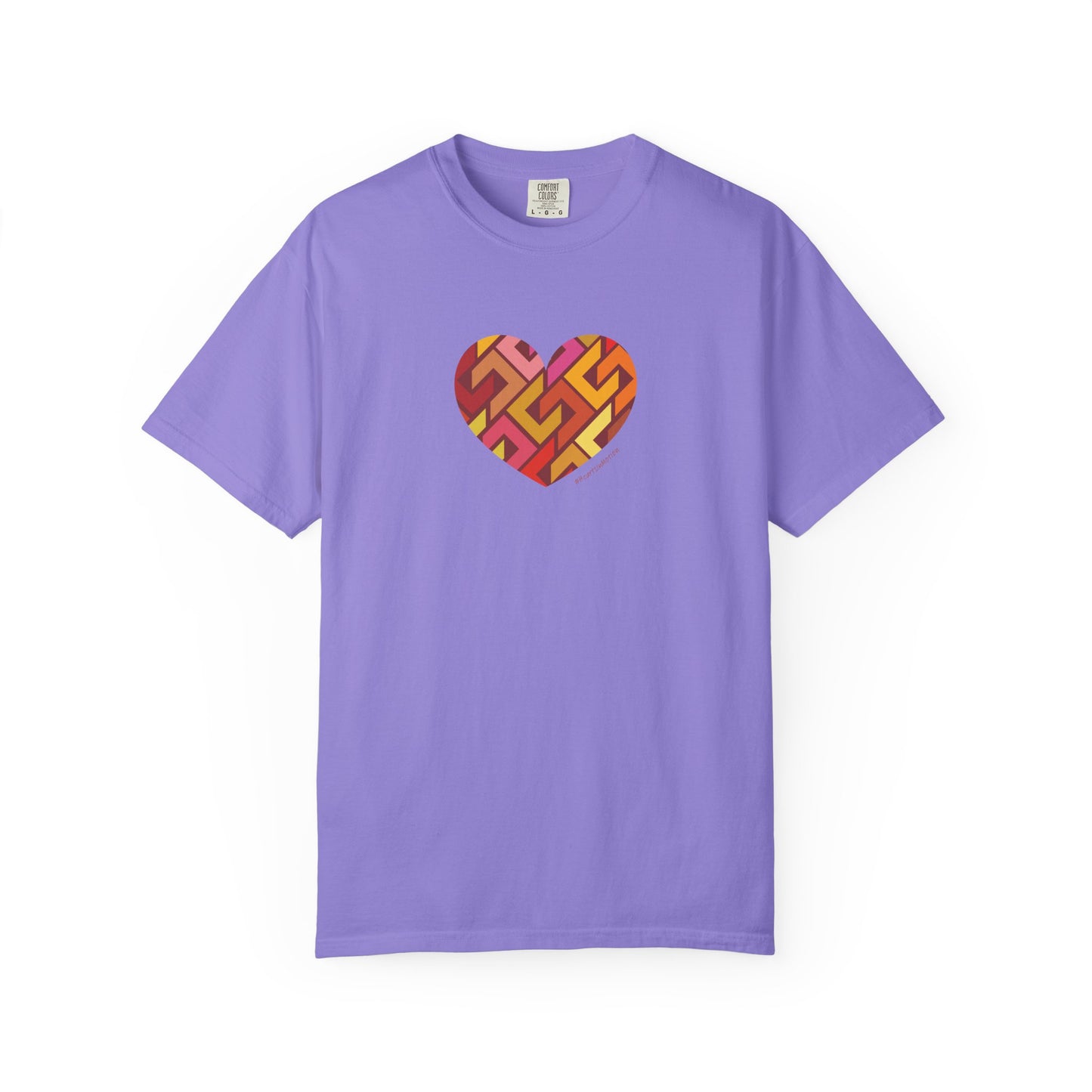 Colourful Heart Pattern Unisex Garment-Dyed T-Shirt - #HeartsInMotion