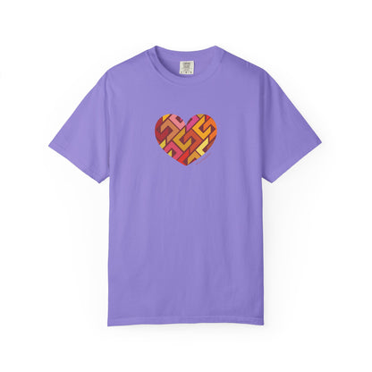 Colourful Heart Pattern Unisex Garment-Dyed T-Shirt - #HeartsInMotion