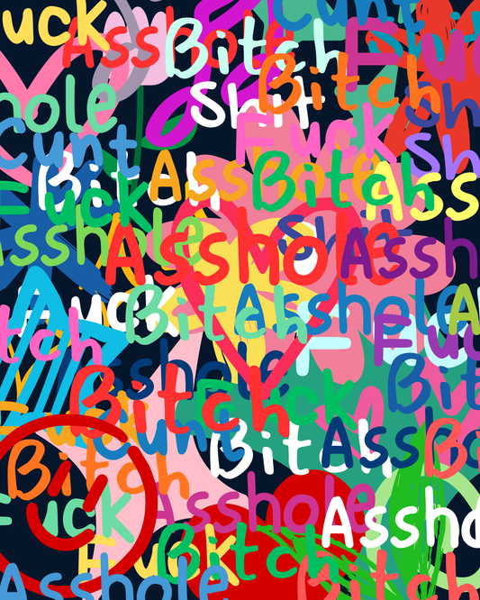 Colourful Swear Words Art Print – Funny Profanity Typography Wall Art – 8" x 10"