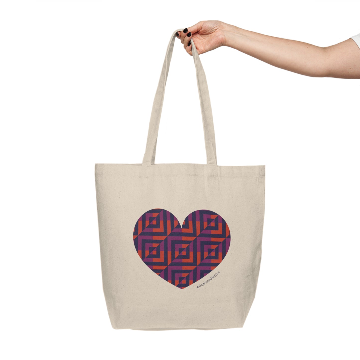 Heart Geometric Pattern Canvas Shopping Tote – Eco-Friendly #HeartsInMotion