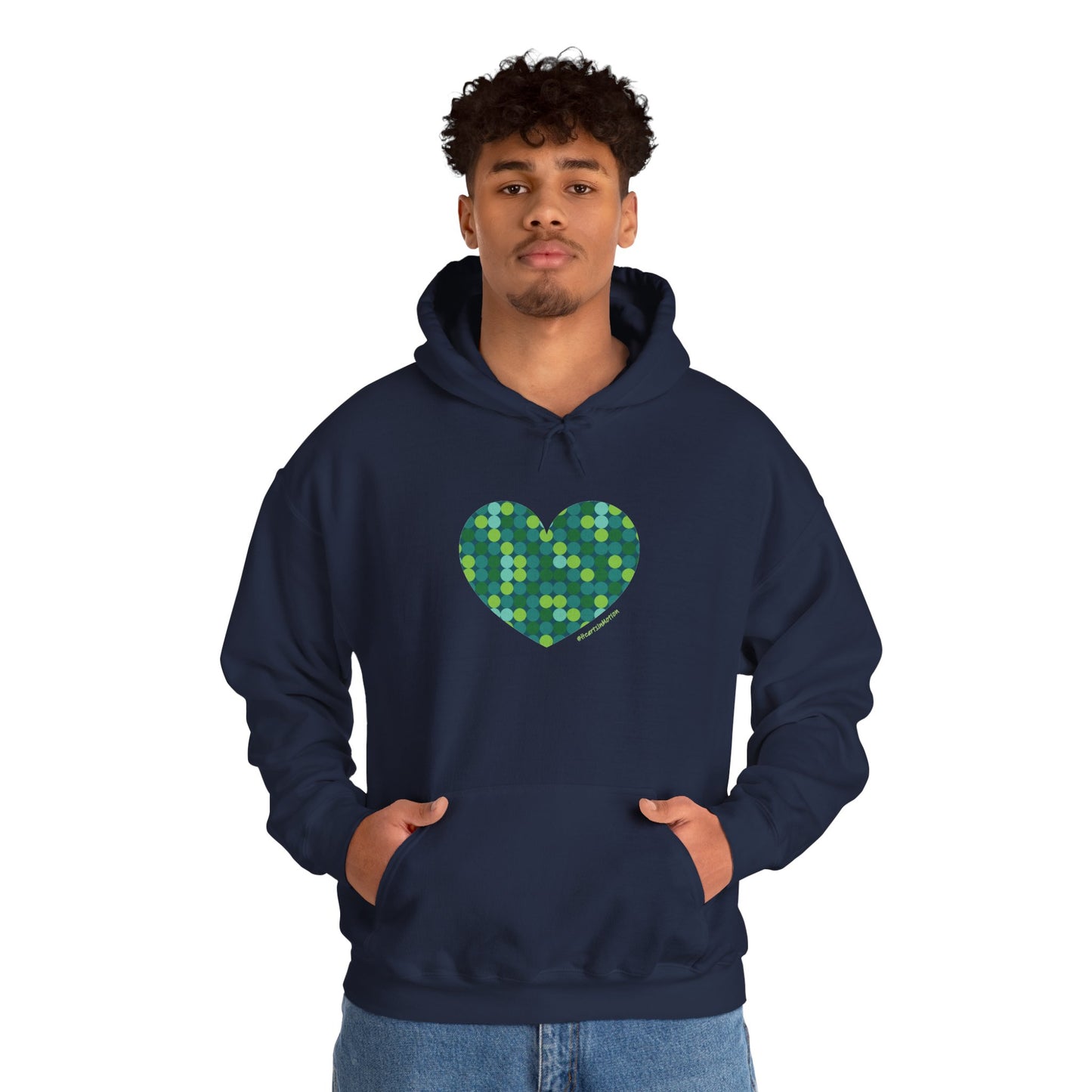 Unisex Heavy Blend™ Hooded Sweatshirt Green Dot #HeartsInMotion