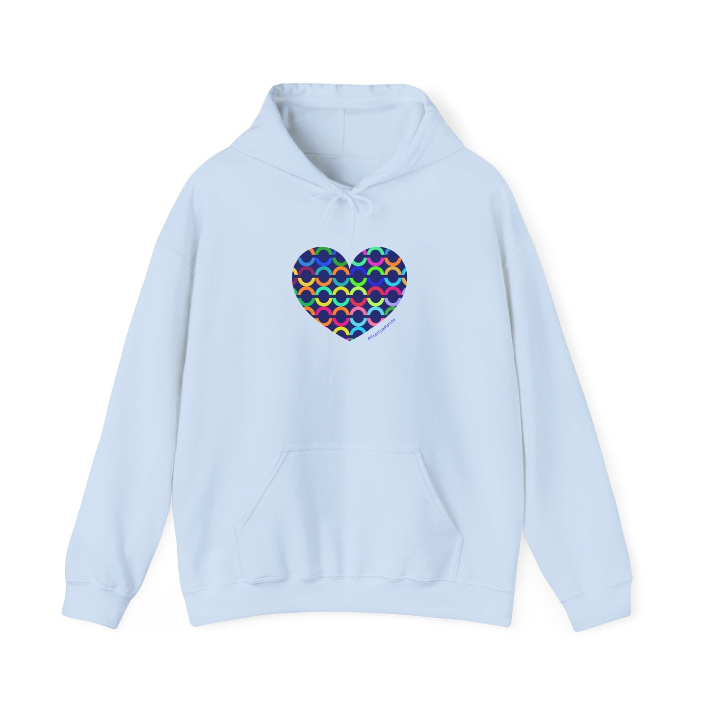 8" Heart Pattern Hoodie — Colorful Geometric Love Pullover - #HeartsInMotion