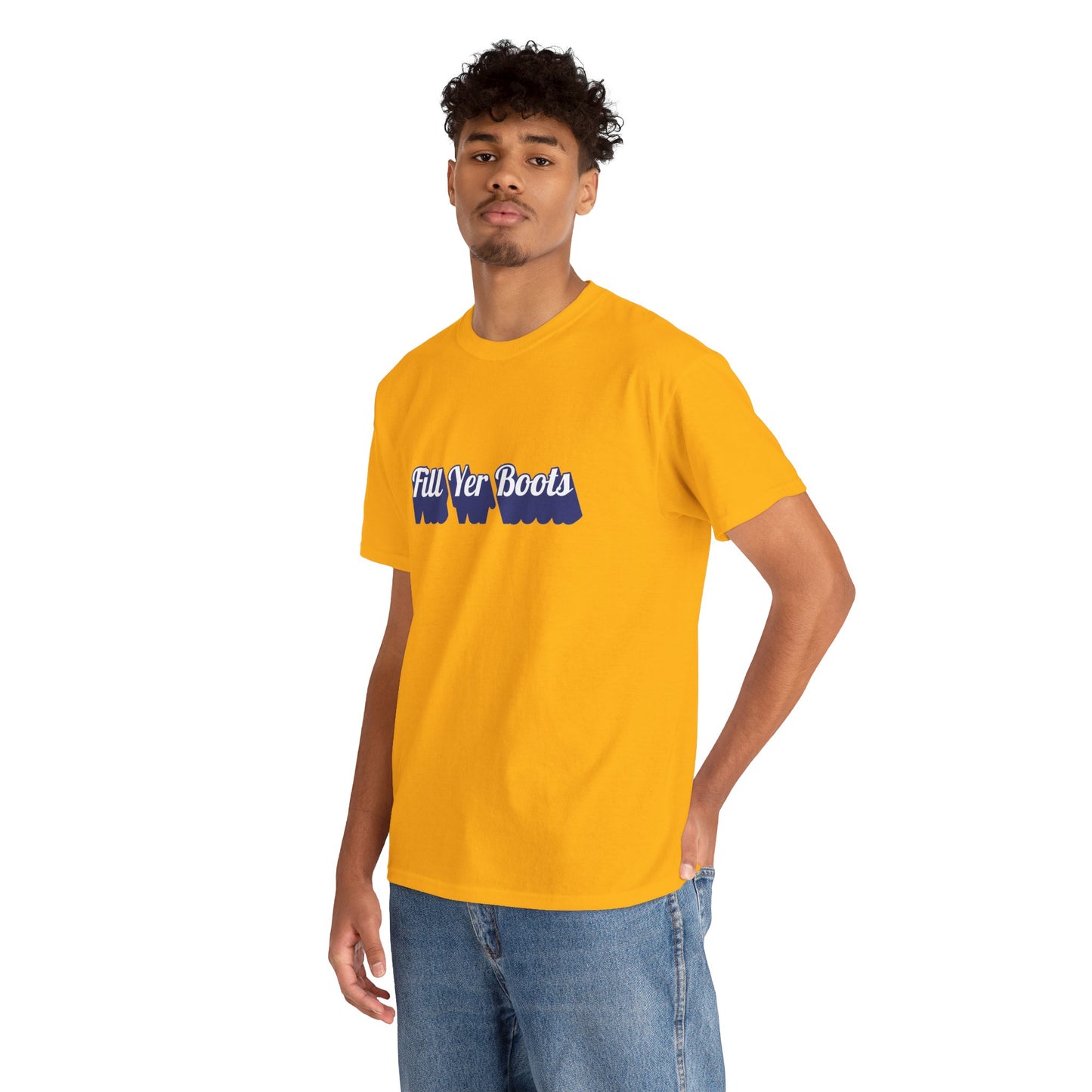Unisex Heavy Cotton Tee- 'Fill Yer Boots' Graphic Tee, Perfect for Everyday Wear