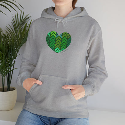 Green Chevron Heart Pattern Unisex Hoodie - #HeartsInMotion