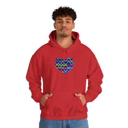 8" Heart Pattern Hoodie — Colorful Geometric Love Pullover - #HeartsInMotion