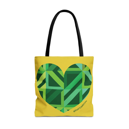 Vibrant Green Heart Pattern Tote Bag - Eco-Friendly Shopping - #HeartsInMotion