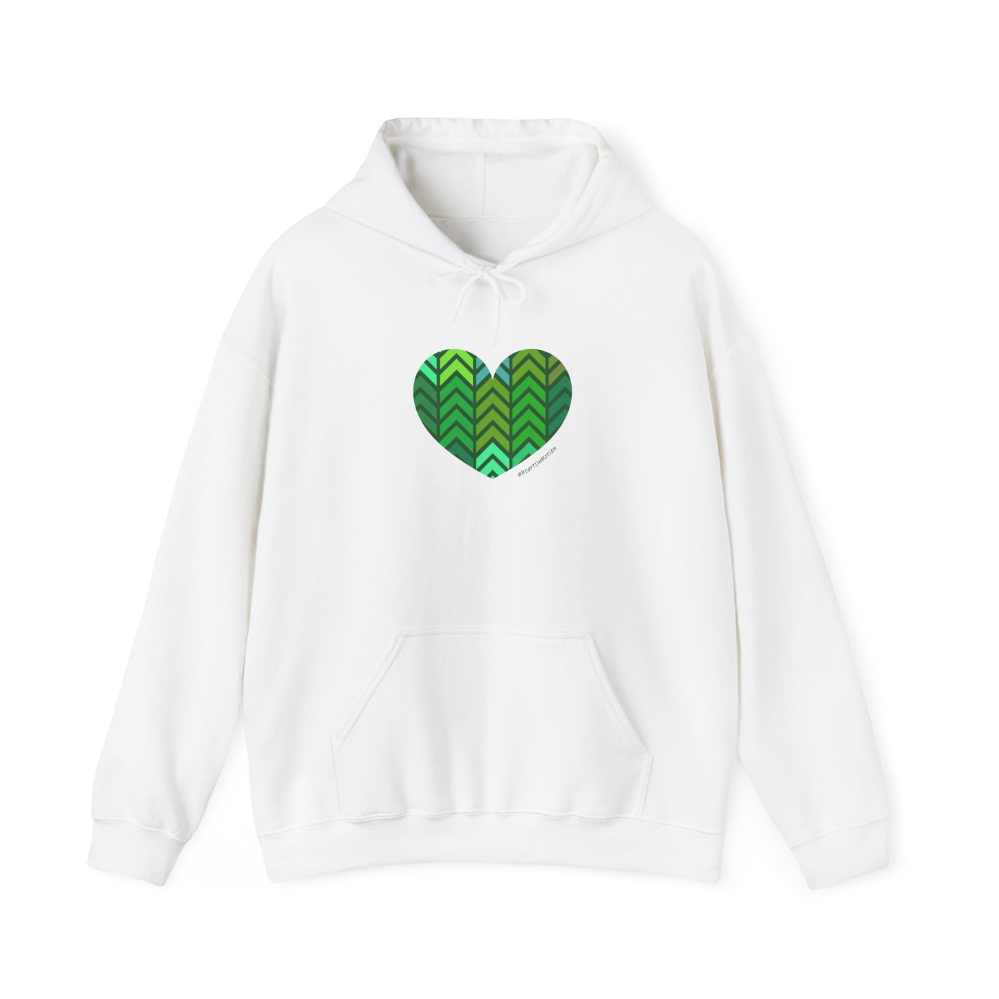 Green Chevron Heart Pattern Unisex Hoodie - #HeartsInMotion