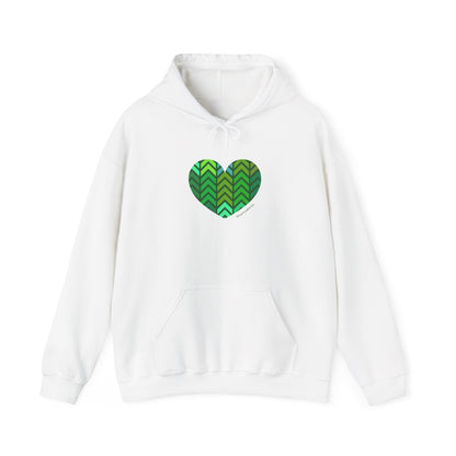 Green Chevron Heart Pattern Unisex Hoodie - #HeartsInMotion