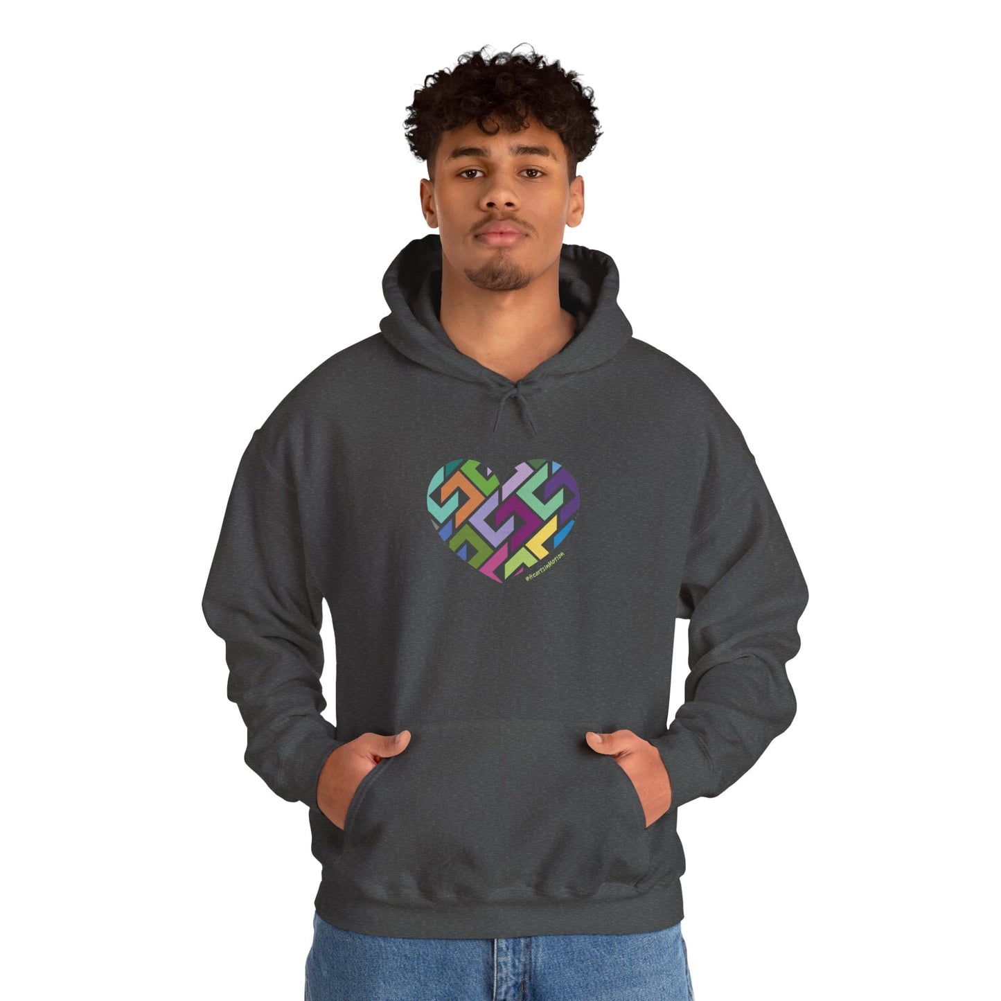 Colourful Heart Design Unisex Hoodie, Casual Layer - #HeartsInMotion