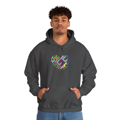 Colourful Heart Design Unisex Hoodie, Casual Layer - #HeartsInMotion