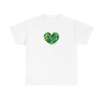 Green Geometric Heart Pattern Unisex Heavy Cotton Tee - #HeartsInMotion