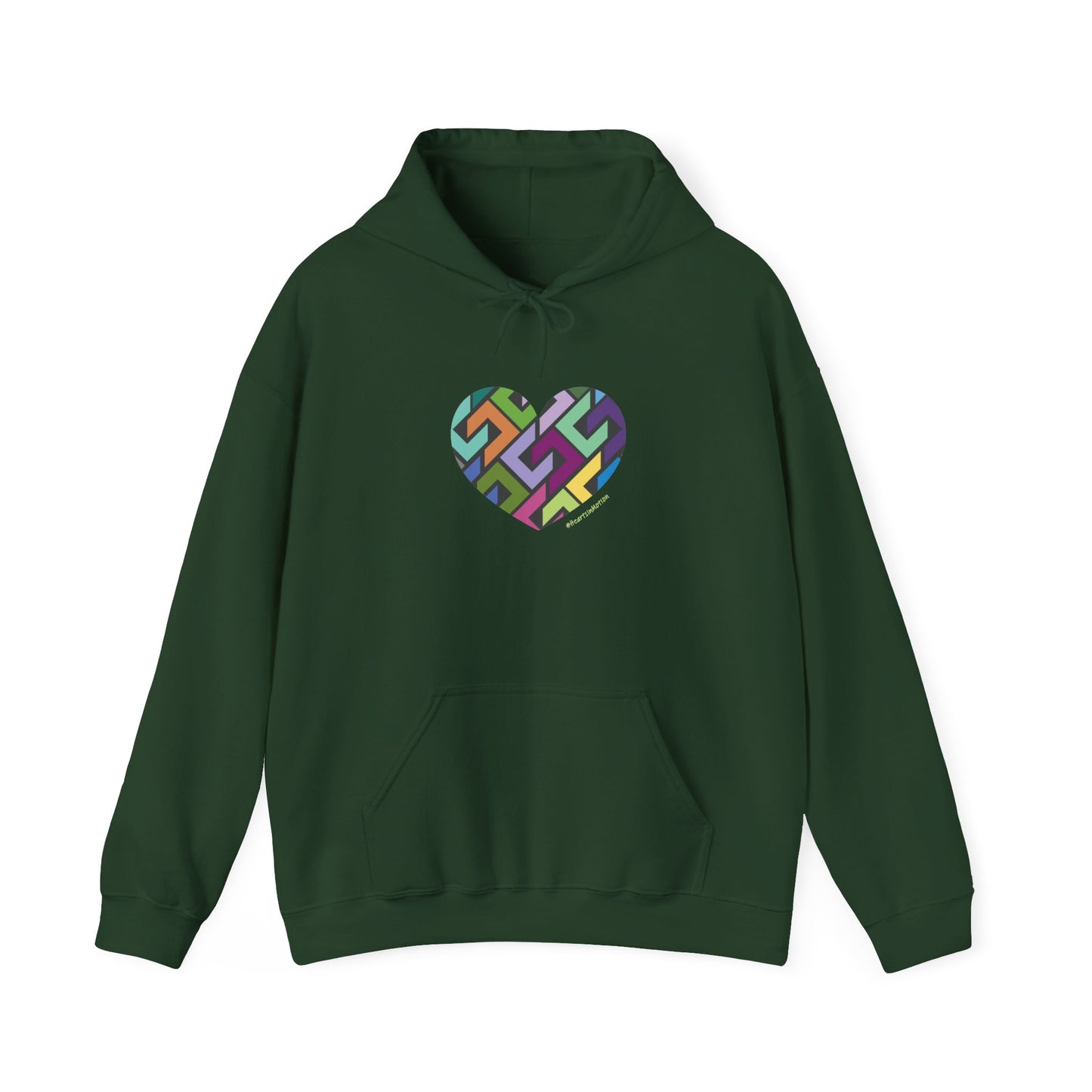Colourful Heart Design Unisex Hoodie, Casual Layer - #HeartsInMotion