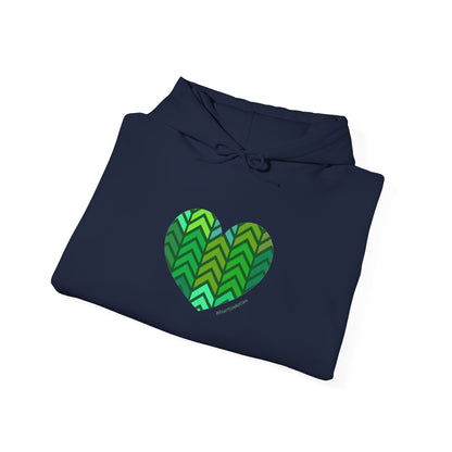 Green Chevron Heart Pattern Unisex Hoodie - #HeartsInMotion