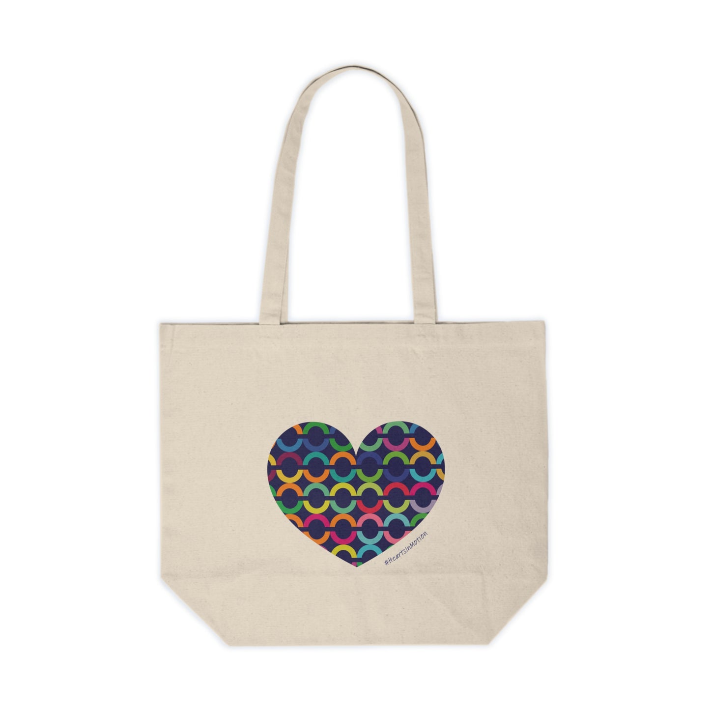 Canvas Tote Bag with Colorful Rainbow Geometric Heart - #HeartsInMotion