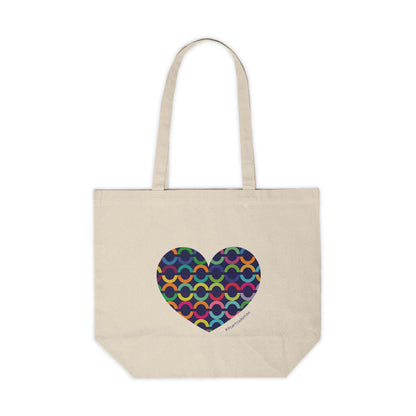 Canvas Tote Bag with Colorful Rainbow Geometric Heart - #HeartsInMotion