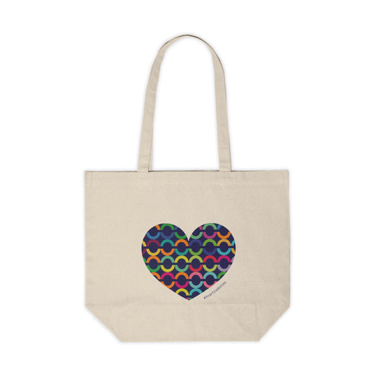 Canvas Tote Bag with Colorful Rainbow Geometric Heart - #HeartsInMotion
