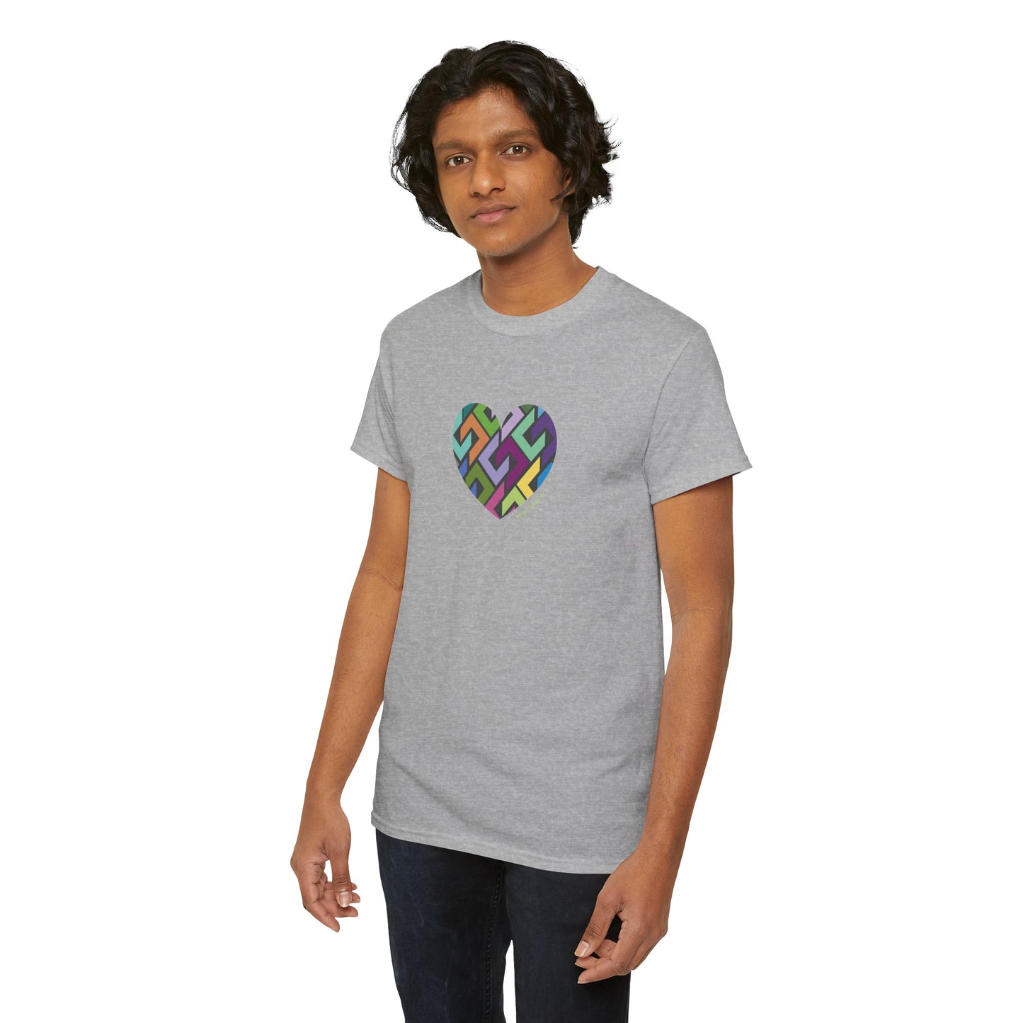 Colourful Heart Unisex Heavy Cotton Tee - Stylish & Comfortable Wear