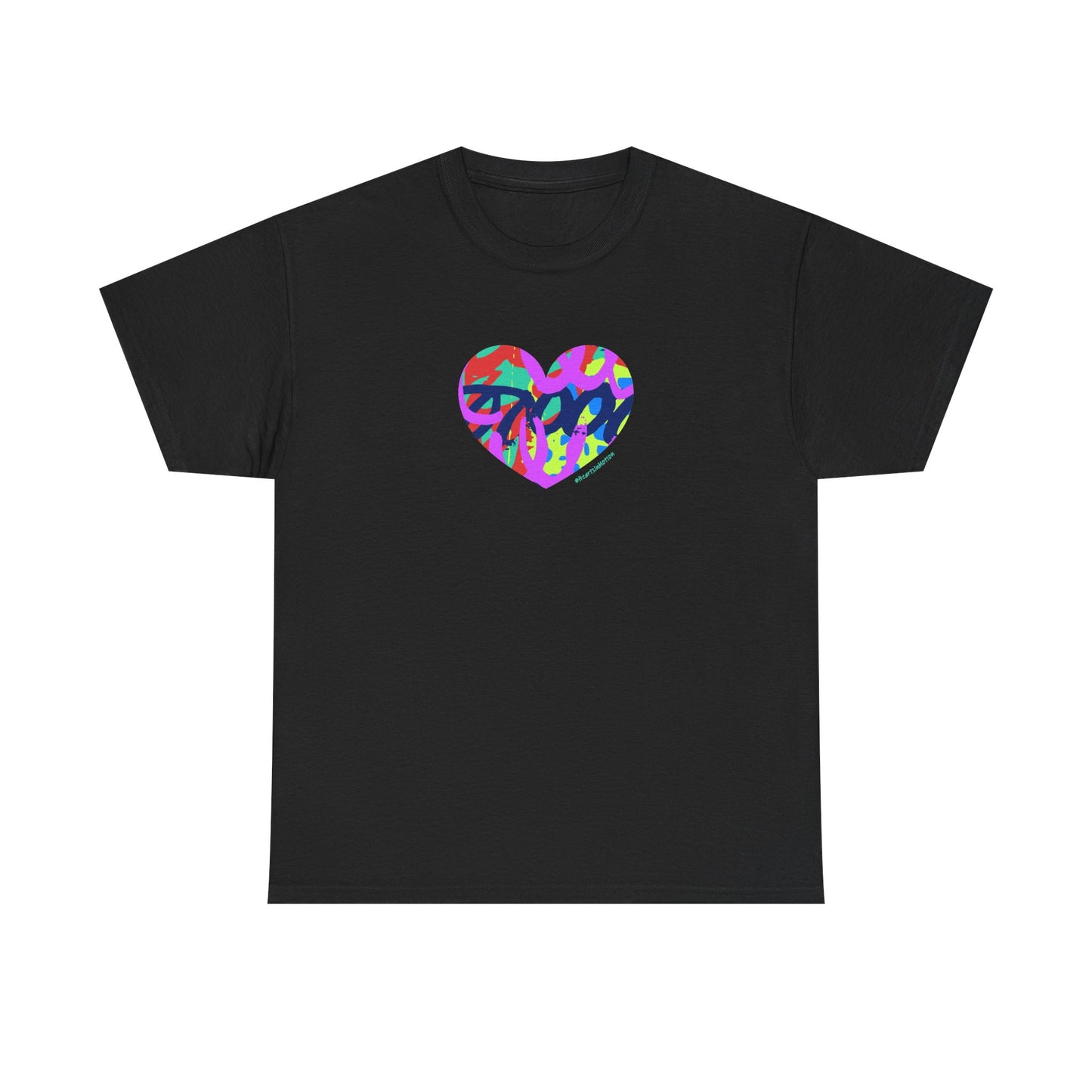 Colorful Heart T-Shirt — Neon Camo Heart Graphic Tee